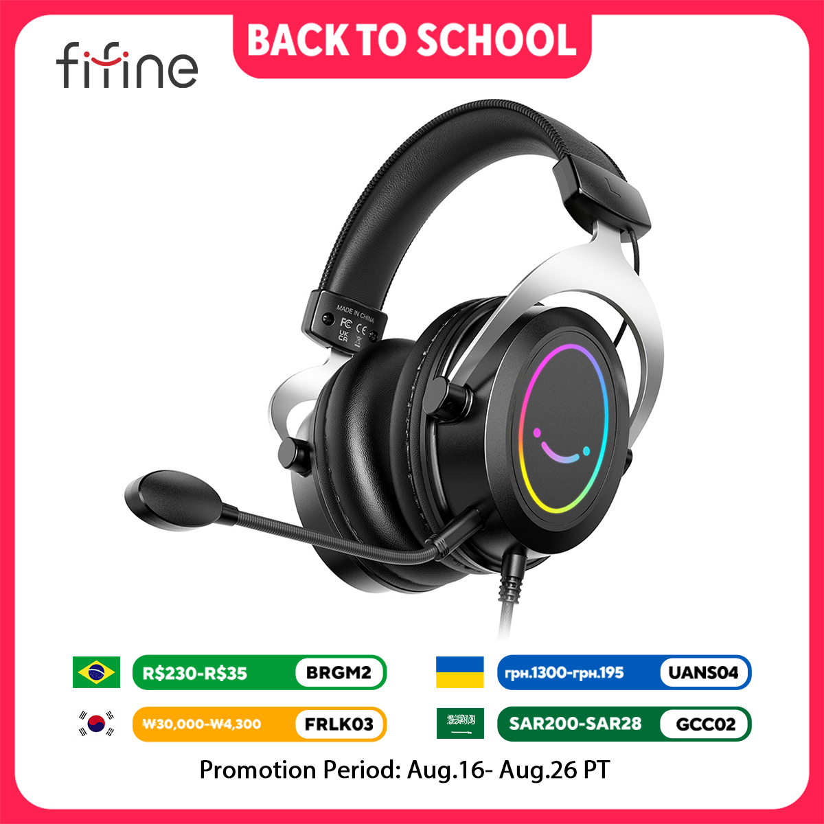 Gaming Headset Rgb - FIFINE-casco para juegos con control dinámico