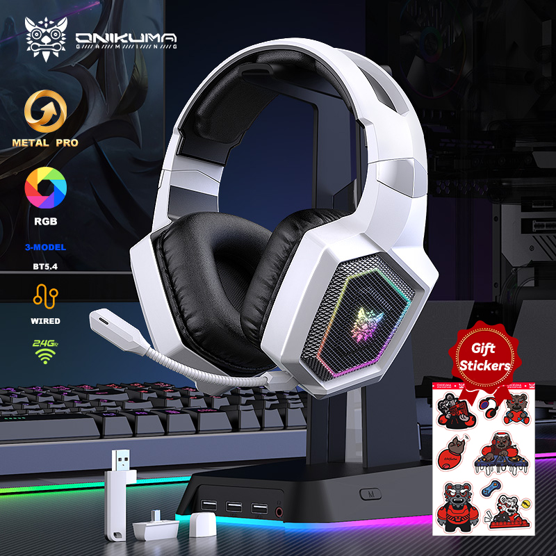 Gaming Headset Rgb - ONIKUMA 2,4 GHz auriculares inalámbricos para